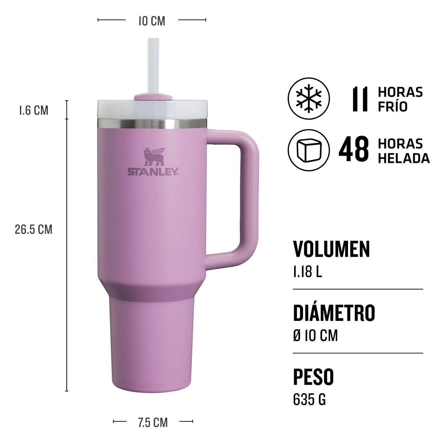 Stanley Quencher H2.0 FlowState Tumbler 1.2L - Termo Conserva el Frío 11 Horas - Helada Durante 48 Horas - Botella Agua Acero Inoxidable - Taza Termica - Vaso Termico Sin BPA - Lilac